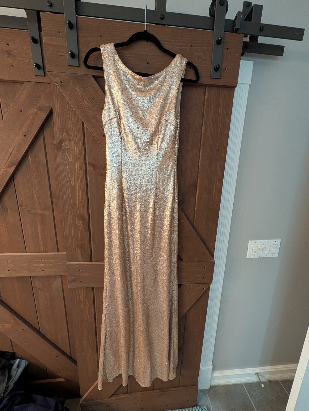 Lulu's Rose Gold Sequin Maxi Dress